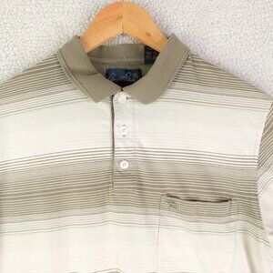 Vintage Polo Mens Large Green White Striped Retro Golf Ringer Stretch 90S